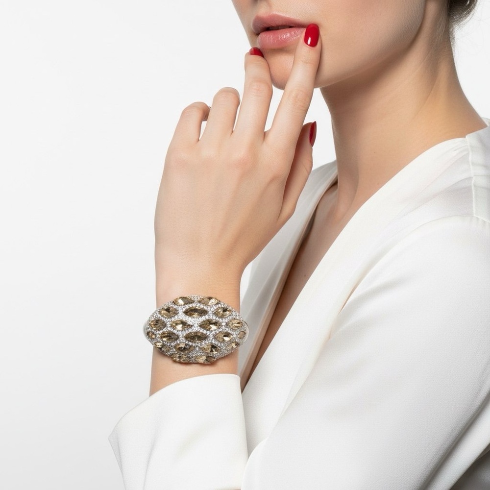 Sparkling Statement Bangle Bracelet Women's Rhinestone Cuff